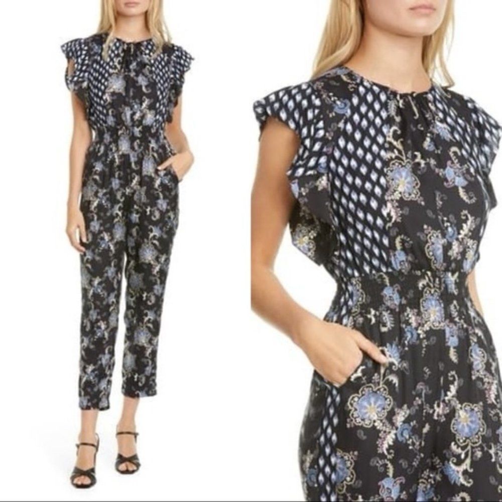 Rebecca Taylor Silk Blend Paisley Jumpsuit